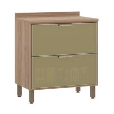 Balcão de Cozinha com Tampo 80 cm 2 Gavetões Frontal Vidro Reflecta Lari Luciane Móveis