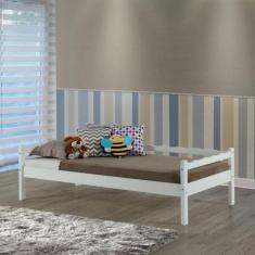 Cama Solteiro em Madeira Maciça Reversível Casatema Branco