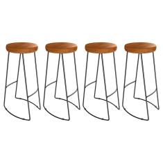 Kit 4 Banquetas Alta Astra Base Metálica - Pallazio