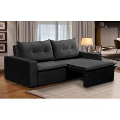 Sofá Retrátil 2 Lugares 1,80m Luna Suede Preto Adonai Estofados