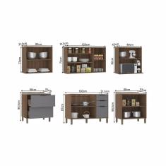 Cozinha Completa 6 Peças Gavetões Sem Tampo Aspen Luciane Móveis Vanilla/cinza Puro