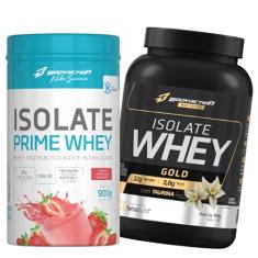 Isolate Prime Whey 900g + Isolate Whey Gold 900g Bodyaction (Único, Morango-Baunilha)