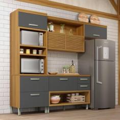 Cozinha 3 Peças Torre Quente Princesa 100% Mdf Freijó/grafite