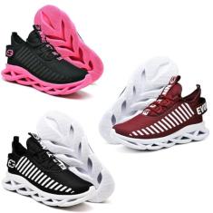 Kit 3 Tênis Trança Pink, Preto Branco e Bordo 35