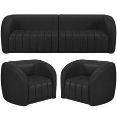 Kit Sofá 5 Lugares Para Sala 332cm com 02 Poltrona Lazio M03 Corano Pr