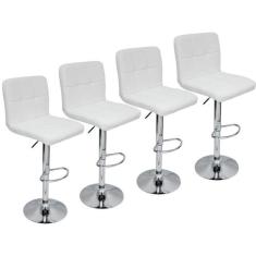 Kit 4 Banquetas Confort Estofada Couro Giratória c/ regulagem - Lianto