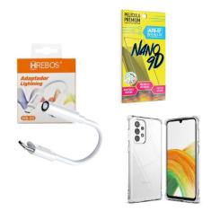Capinha Samsung A33 + Adaptador P2 para Tipo C + Película 9D - Armyshi