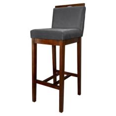 Banqueta Alta para Bancada de Cozinha Líbia Madeira Capuccino Suede Ci