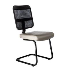 Cadeira Secretária Base Fixa em S Linha Tela Mesh Bege - Design Office