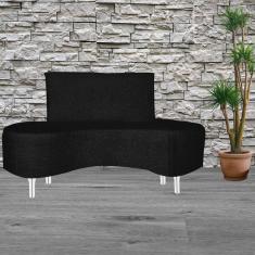 Sofá 2 Lugares Feijão Organico Pes Metal Cromados 140cm Preto