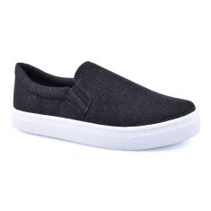 Tenis Slip On  Lurex Glitter Glam Preto Godiva 333923