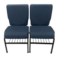 02 Cadeiras para Igrejas c/ Porta Biblía e Porta Cálice Azul