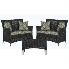 2 Sofá Área e Mesa Igapó Alumínio Pintura Marrom Corda Náutica Estofado Impermeável Almofada 5 Trama