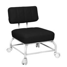 Banqueta de rodinhas com descanso para as costas VAPAA TAIDE Cadeira rolante resistente com rodas para escritório em casa, mecânico, garagem mecânica, limpeza de pisos, loja preta