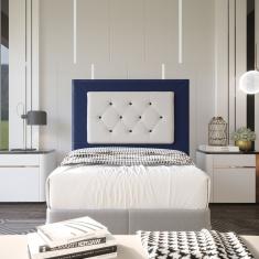Cabeceira Solteiro 0,90m Havana Suede Azul Dal Poz Estofados
