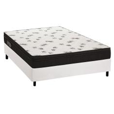 Cama Box Casal: Colchão Espuma Ortobom D45 Light Ortopilow + Base CRC Courano White(138x188)