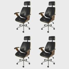 Kit 4 Cadeiras para Escritorio Presidente Bergen 3331