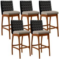 Kit 05 Banquetas Altas Cozinha Sala De Jantar Fixa Mila L02 material s