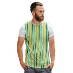Camiseta Listras Verde e Amarelo Brasileirinho Retro - Di Nuevo, Branc