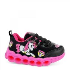 Tênis Calce Fácil Led Pisou Piscou Unicórnio Grugui Infantil-Unissex