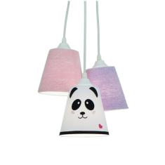 Lustre Pendente Cacho Triplo Frufru e Panda 
