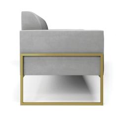 Sofá Namoradeira Base Industrial Alta Dourado Marisa Suede D03 - D\`rossi Cor Cinza