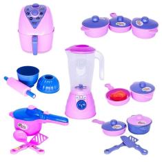 Cozinha infantil menina jogo panela eletro forminhas 18pç