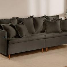 Sofá Fixo 2 Lugares Luxo 160 cm Atlas Cinza