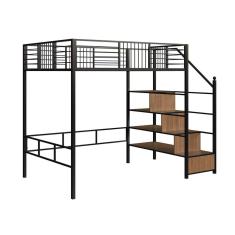 Beliche Suspenso com Escada Morgan Solteiro Preto