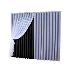 Cortina Moscou Blackout 4,00M Modelo Com Voil Preta - Beatriz Enxovais