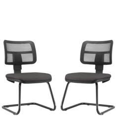 Kit 02 Cadeiras de Escritório Recepção Fixa Zip L02 Suede Marrom - Lyam Decor