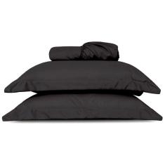 Jogo De Lençol King Slim Percal 200 Fios 3 Peças - Preto