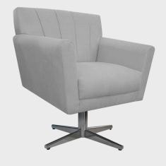 Poltrona Laura Base Giratória de Metal Suede Branco - adj Decor