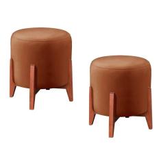 Conjunto - 2 Puffs Banqueta Thor Luxo Castellar Móbile Corino Caramelo