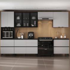 Cozinha Completa Itatiaia Lumina 350cm Em Madeira Mdf Grafite Fendi