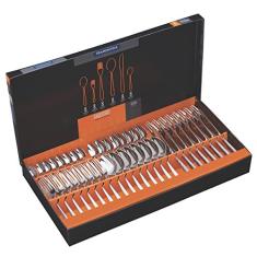 Faqueiro Tramontina Berlin Brilho em Aço Inox com Facas para Churrasco Forjada Acabamento Alto Brilho 48 Peças