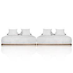 Sofá 6 Lugares Ilha 2 Módulos 220cm Viero S06 Boucle Branco - Mpozenato