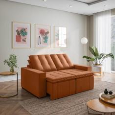 Sofá Cama Retrátil e Reclinável 3 Lugares 180cm em Veludo Palmeira Cab