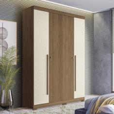 Guarda Roupa Solteiro Ripado 4 Portas 2 Gavetas Antony com Pés - Santo