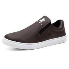 Tênis Slip On Casual Menino Liso com Elástico e Sola Borracha Costurada-Masculino