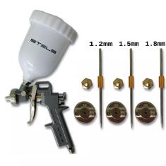 Pistola de Pintura 600 ML Tipo Gravidade com Kit de Bocais STELS