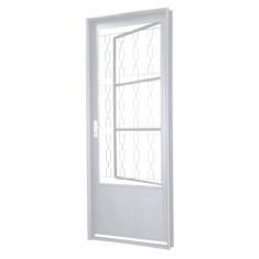 Porta em Aço com Postigo com Grade Elo MGM Sevilha 2,17mx85cmx12cm - Requadro 120mm Branco Esquerda