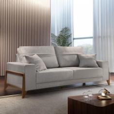 Sofá 4 lugares 240cm com Almofadas M130 Martins Estofados Linho/Cinza Claro