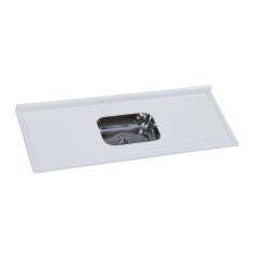 Pia de Cozinha em Mármore Sintético com Cuba em Aço Inox 150cmx55cm AJ Rorato Gelo