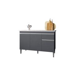 Balcão Cozinha Tatiane 120 cm Sem Tampo 3 Portas 1 Gaveta Cz - AJL Móveis