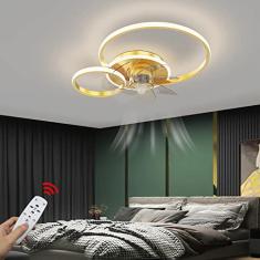 Ventilador de teto silencioso com iluminação Luz de teto LED moderna regulável com ventilador e controle remoto Lâmpada com ventilador de anel ultrafino para quarto, cozinha, luzes de quarto