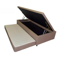 Cama Box Bau Solteiro King Com Auxiliar Semi Ortopedica Suede (0.96X2.03)