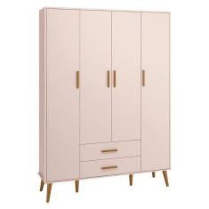 Guarda Roupa Infantil Isis 4 Portas E 2 Gavetas Rosa - Reller Móveis Rosa