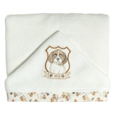 Toalha de Banho Bebê Doguinhos Bege 87x88 cm - Hug