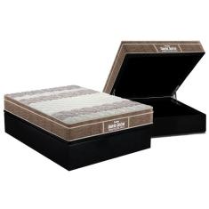 Cama Box Baú Casal: Colchão Espuma D33 Probel  / EP Guarda Costas PróIntense Plus + Base CRC Suede Black(138x188)
